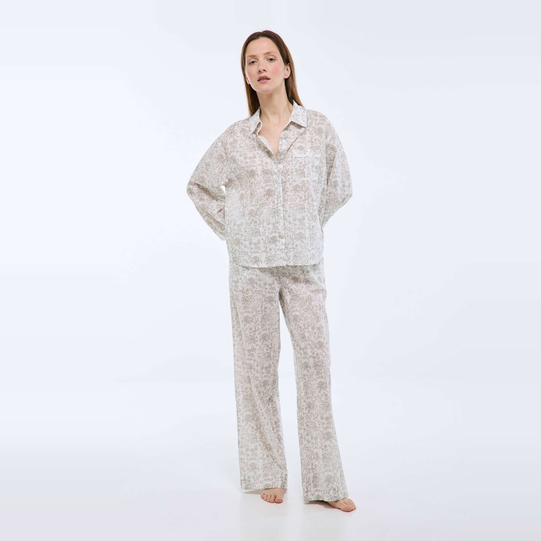 Pyjama imprimé en plumetis de coton BIO GOTS, MONOPRIX
