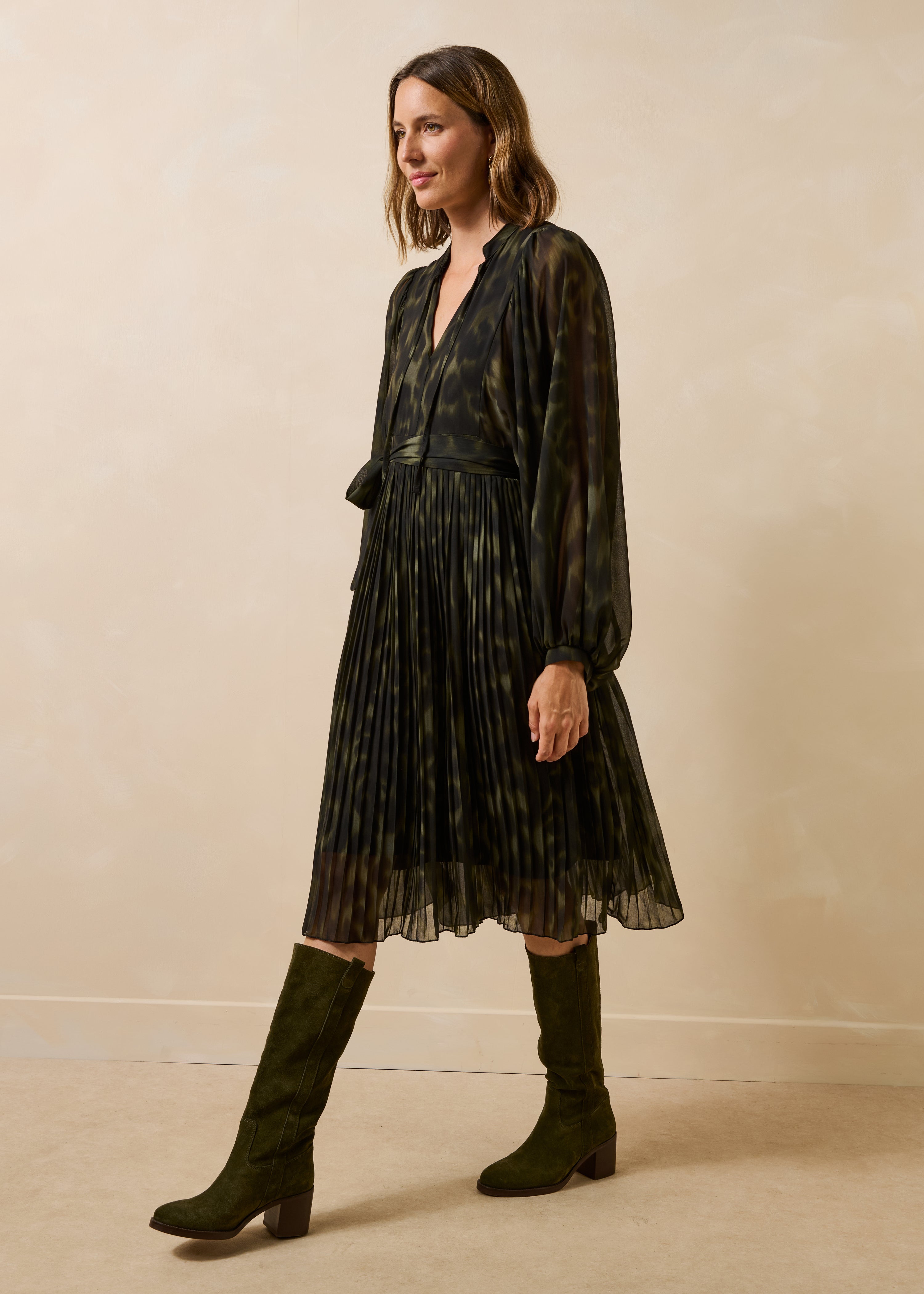 Robe midi manches longues à imprimé tie & dye, LA FEE MARABOUTEE