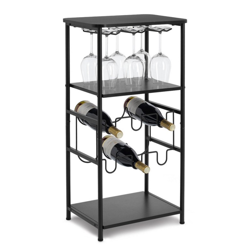 Meuble range-bouteilles et verres à vin métal bois, ZELLER PRESENT