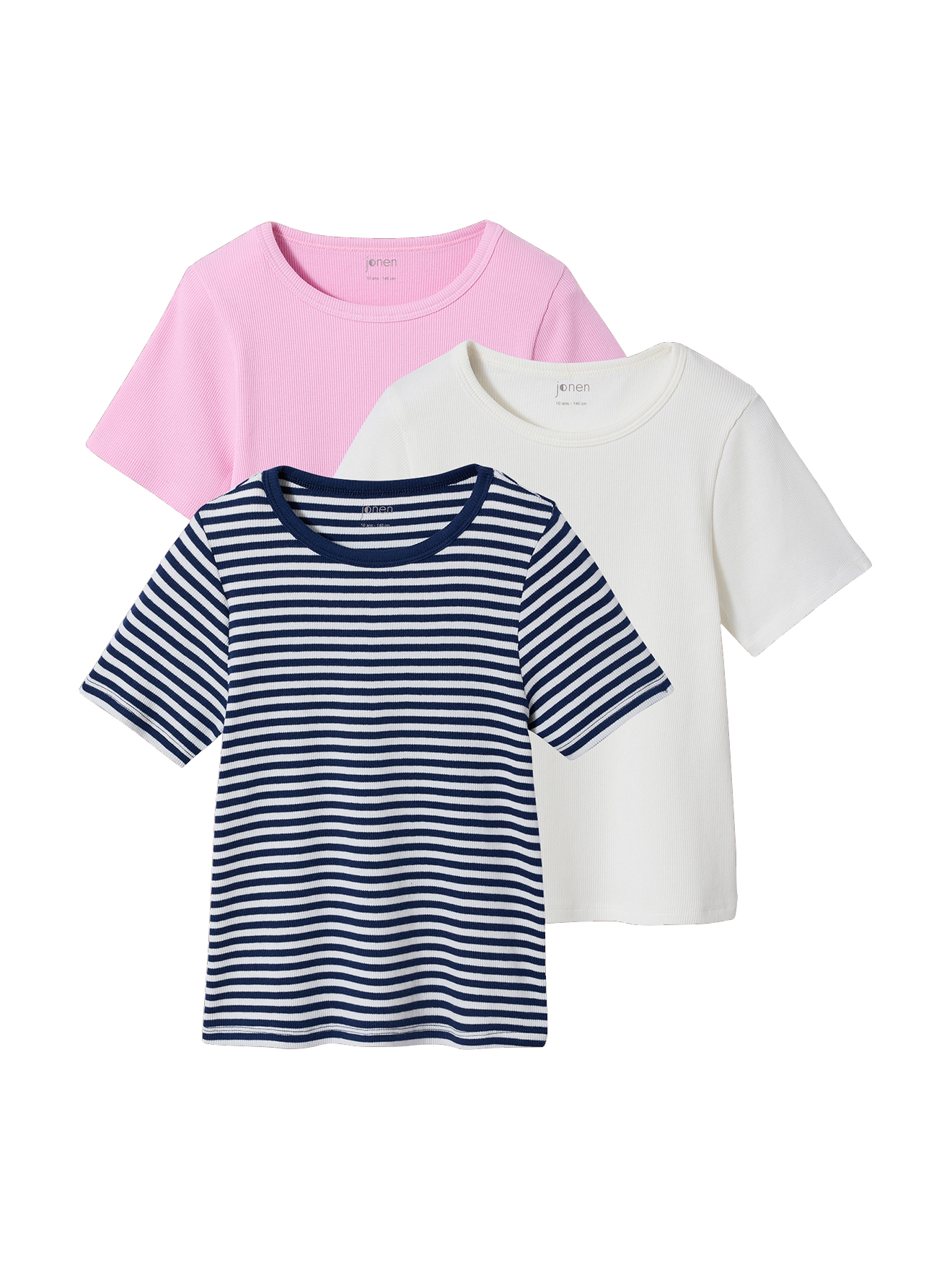 Lot 3 T-shirt côtelé, JONEN