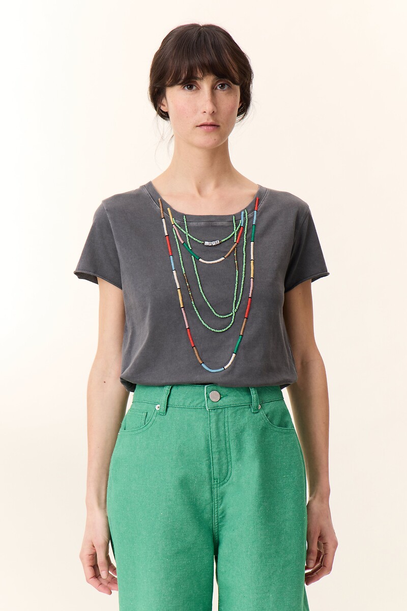 T-shirt met korte mouwen en ronde hals TORO BEADS