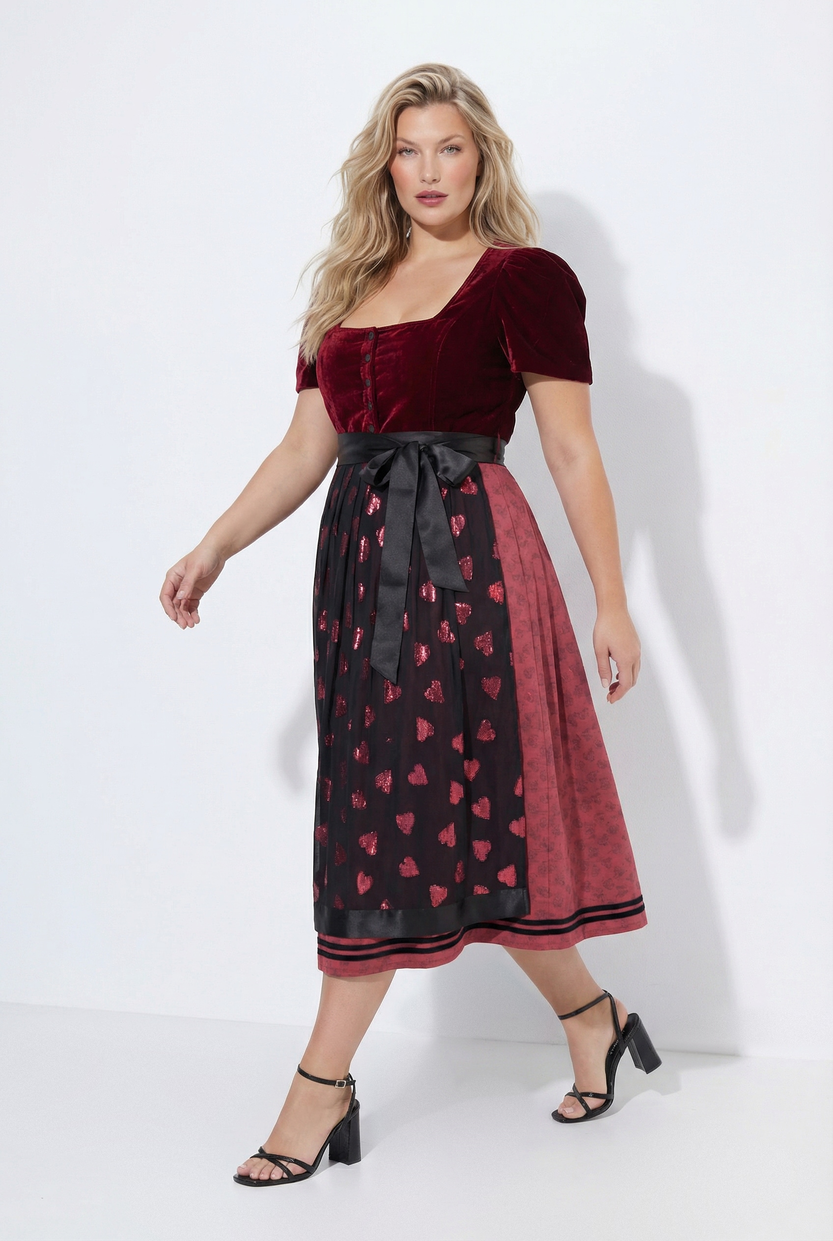 Dirndl, velours, encolure carrée, ULLA POPKEN