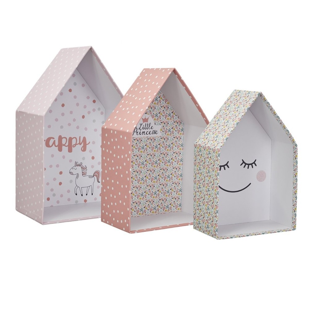 Lot de 3 boites gigognes Maison fille, DECORATIE