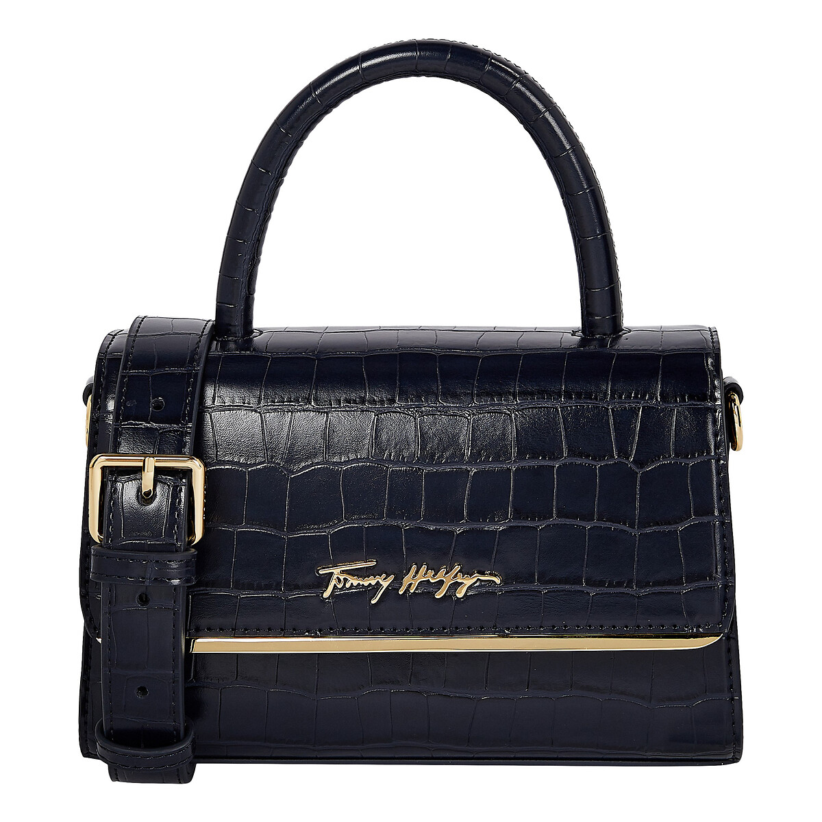 Bolso bandolera efecto cocodrilo bar bag azul marino Tommy Hilfiger | La  Redoute