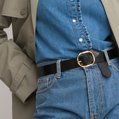 Leather Belt with Gold-Tone Buckle LA REDOUTE COLLECTIONS