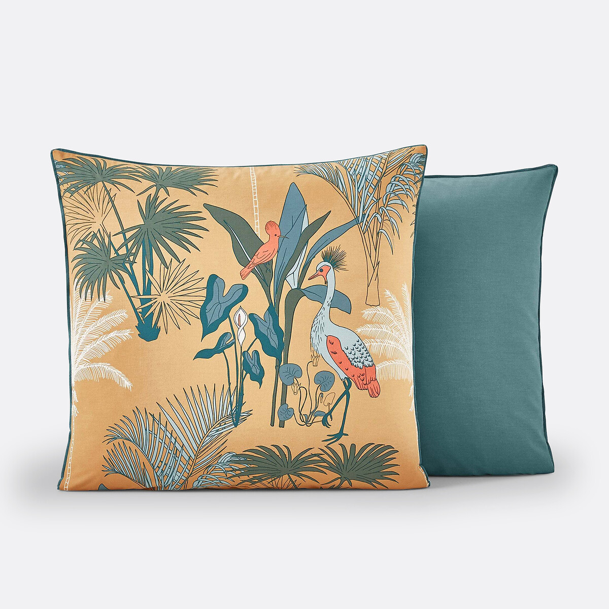 Icotoibabie Federa per cuscino in lino, motivo con uccellini rosa e blu, 45,7 x 45,7 cm, double face, decorativa, per divano, letto, sedia, auto