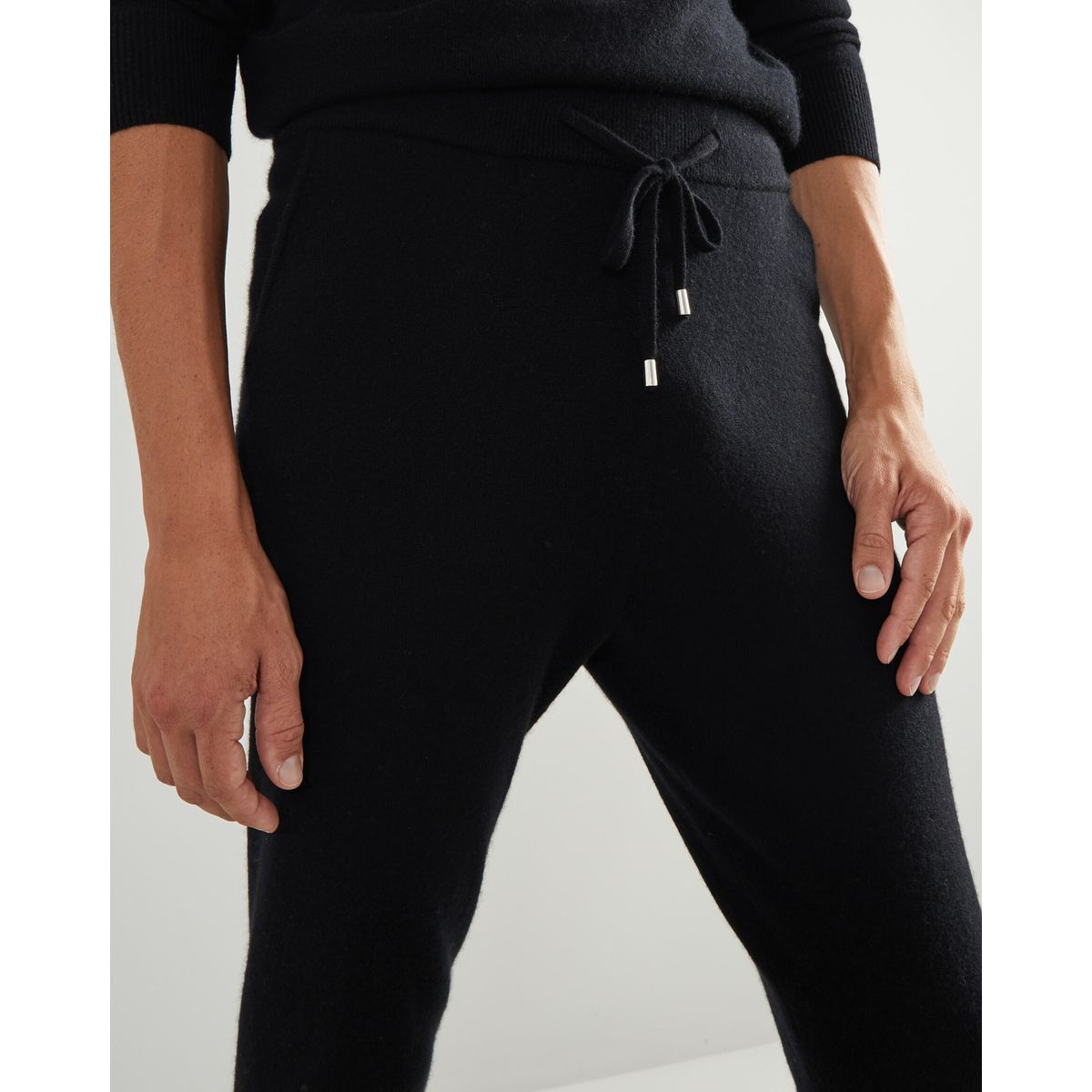 Pantalon de jogging pour homme en cachemire mélangé noir