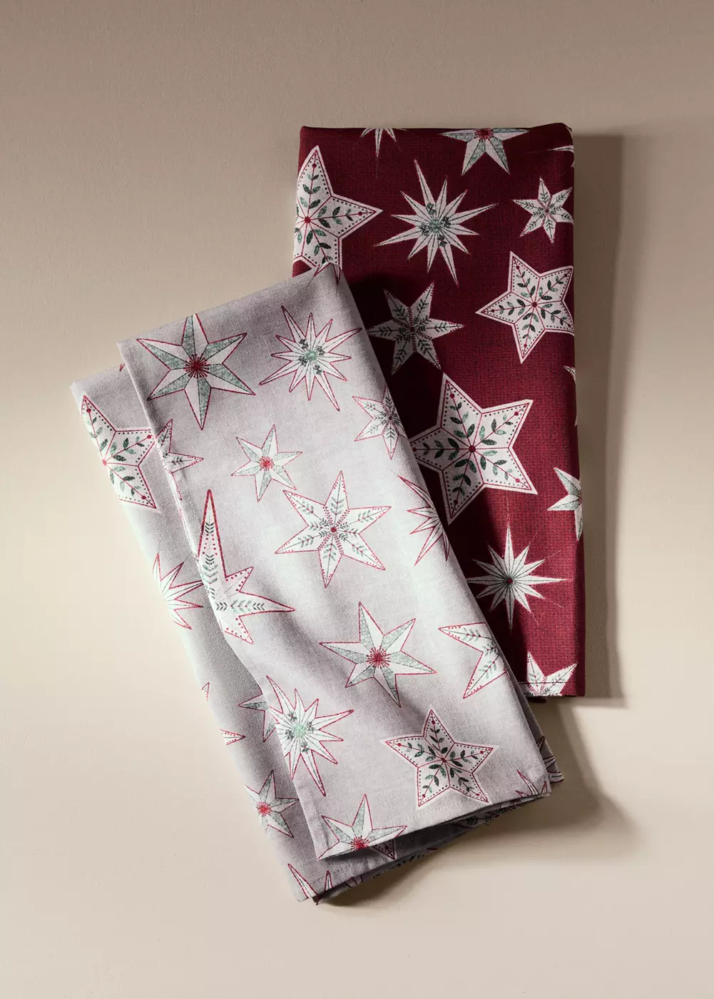 Lot de 2 torchons de cuisine à étoiles de Noël, MANGO HOME