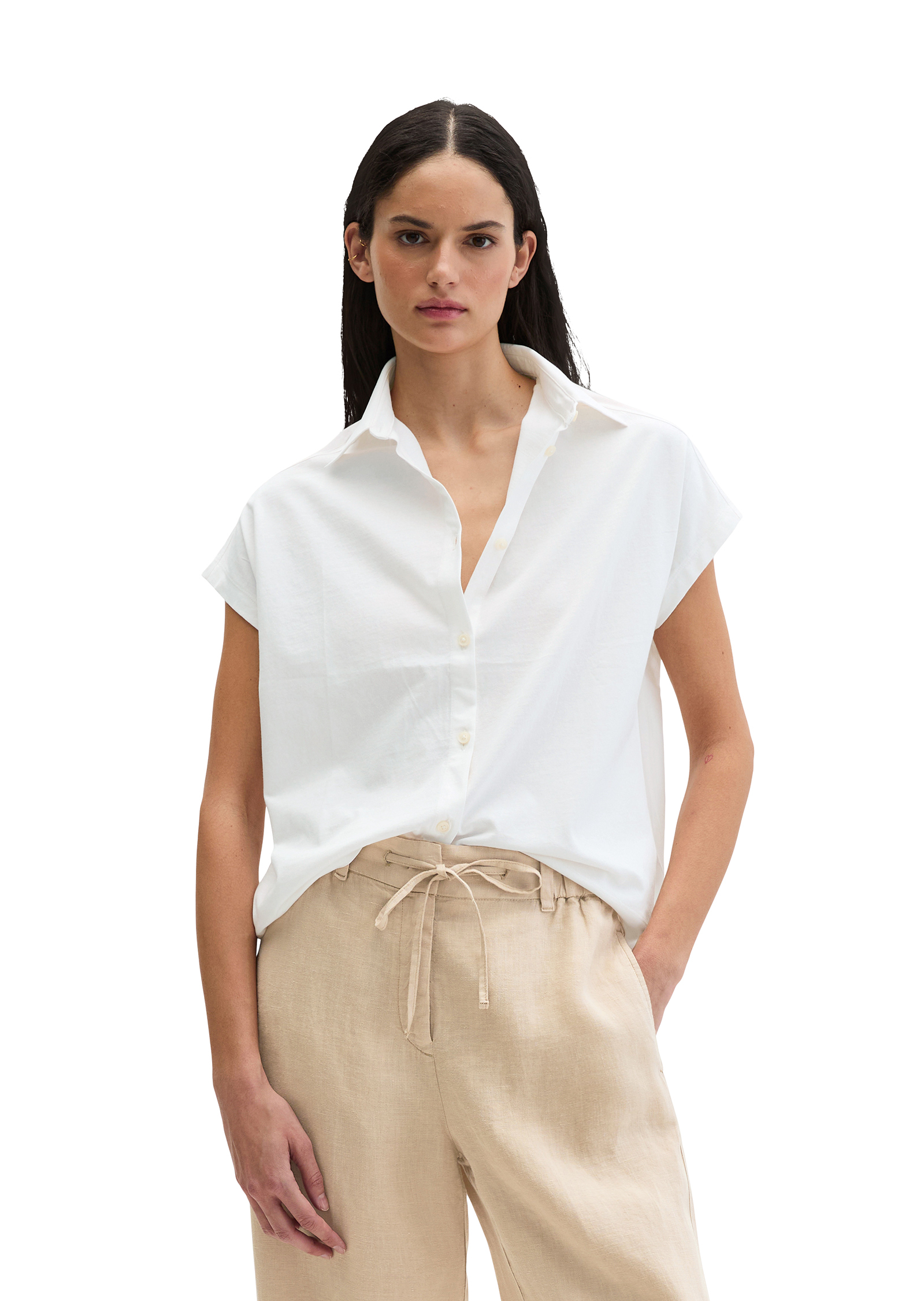 Blouse en jersey large en mélange de matériaux, MARC O'POLO