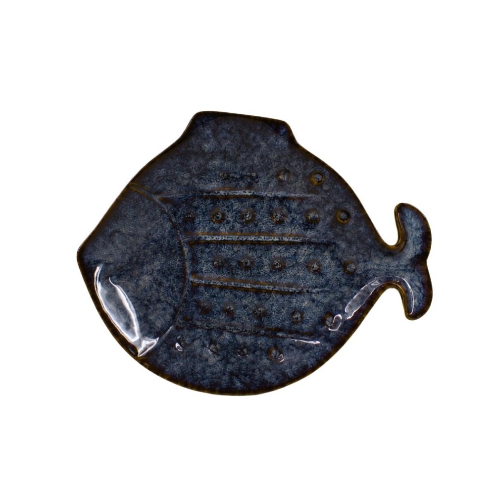 Coupe poisson émaillée bleu 23cm, ORNAMI
