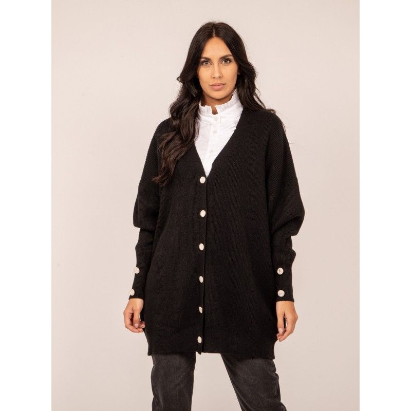 Gilet long outlet fin noir femme