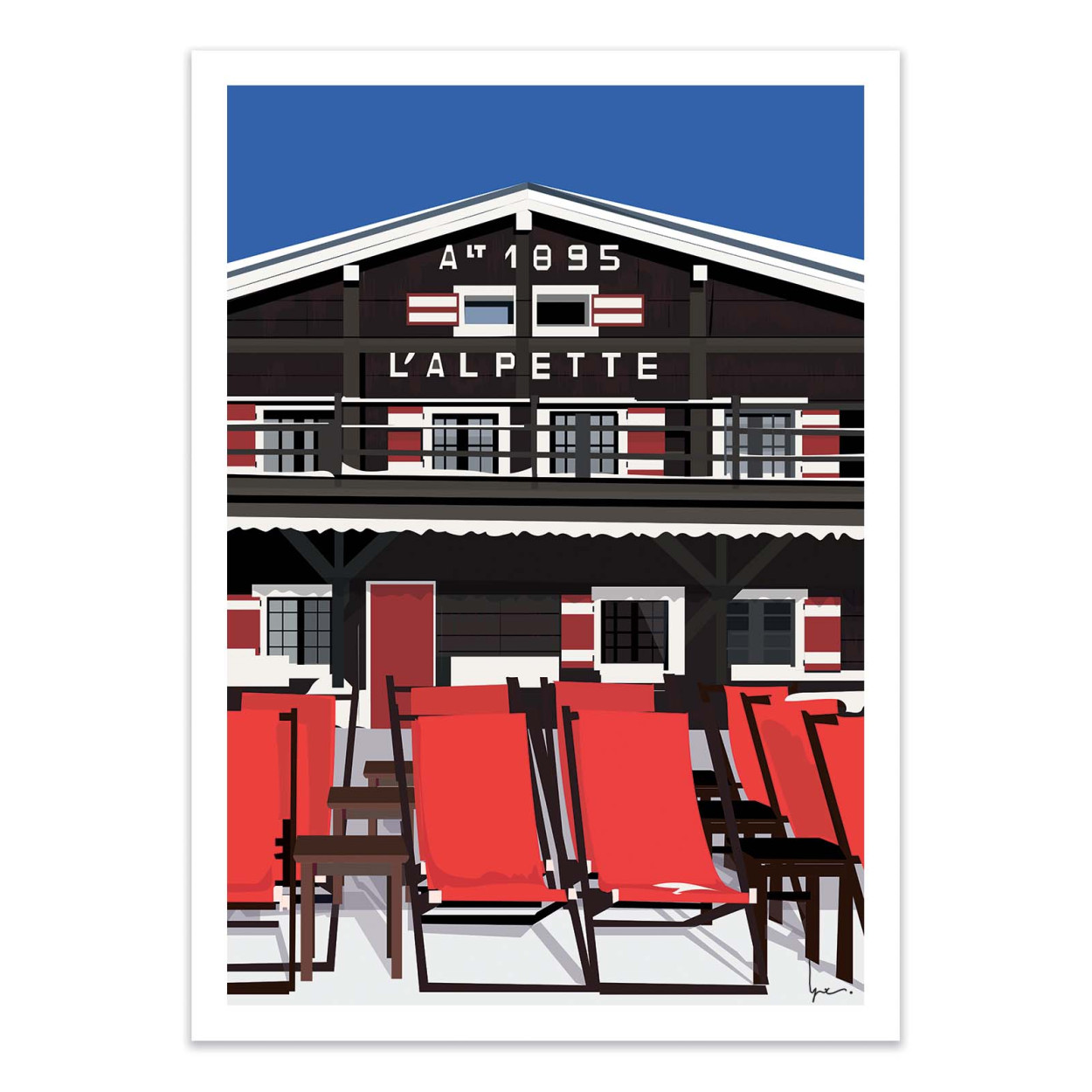 Affiche d'art - L'Alpette Megeve - LPX Illustration, WALL EDITIONS
