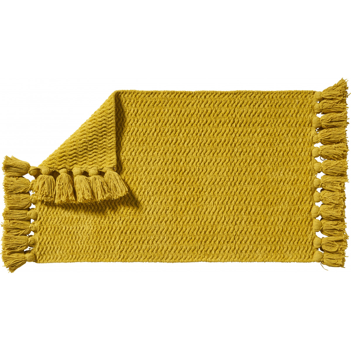 Tapis de bain déco uni à pompons en coton chenille BOLERO, GUY LEVASSEUR