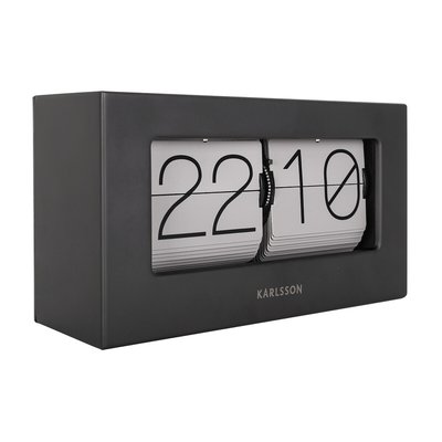 20.5cm Boxed Flip Table Clock in Matt Black & Grey KARLSSON