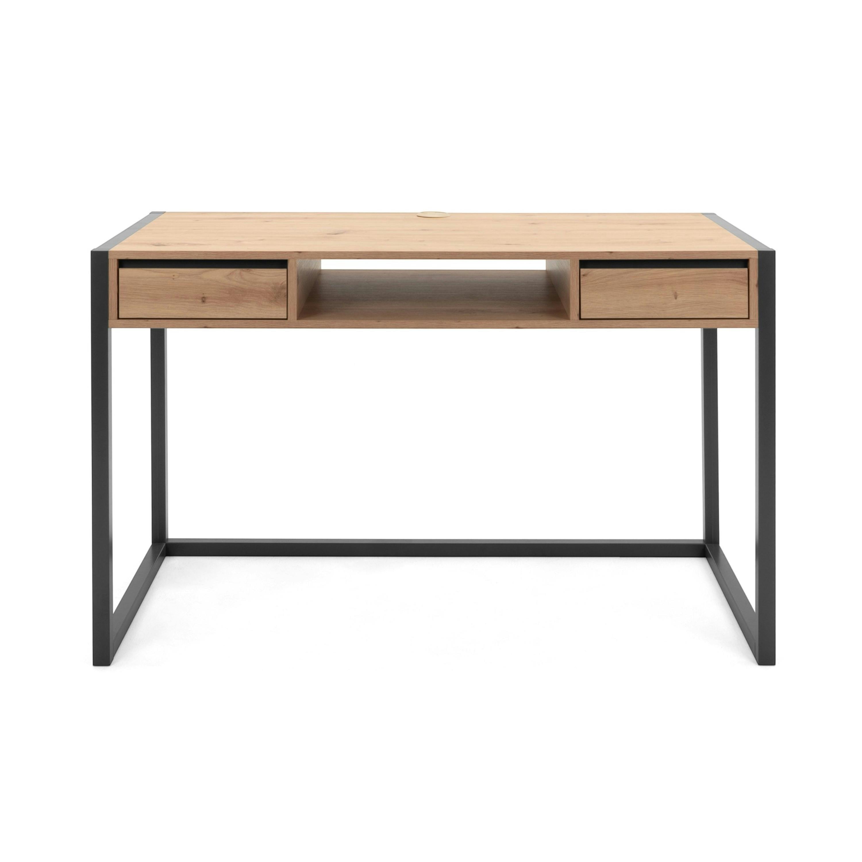 Bureau de chambre effet bois 2 tiroirs 1 niche ALVA, PIER IMPORT