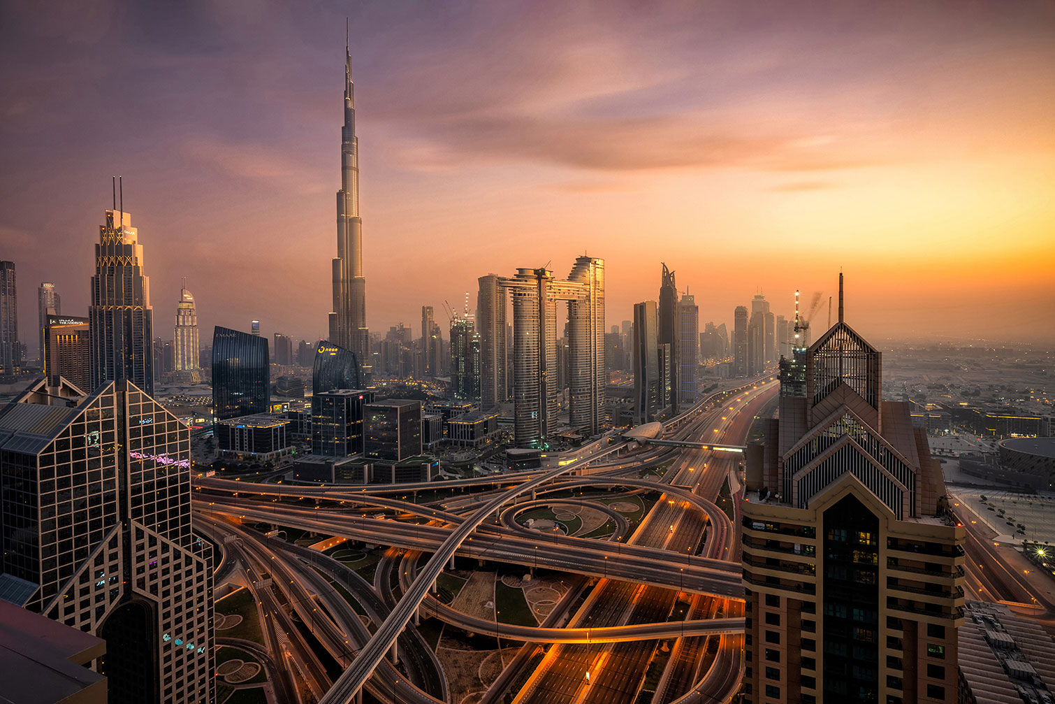 Tableau ville Dubai sunset, HEXOA