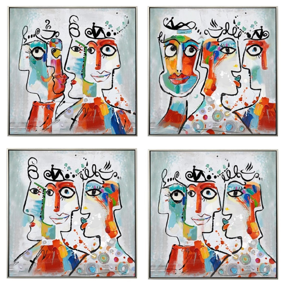 Set De 4 Tableaux Cadre Argent Fino, NOVATREND