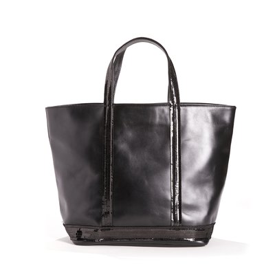 Leather Medium Tote Bag with Black Sequins VANESSA BRUNO