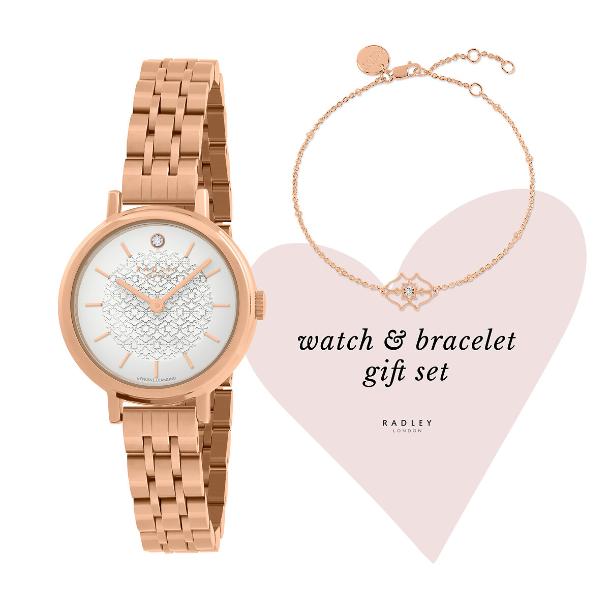 Selby rose gold plated diamond watch bracelet set rose gold