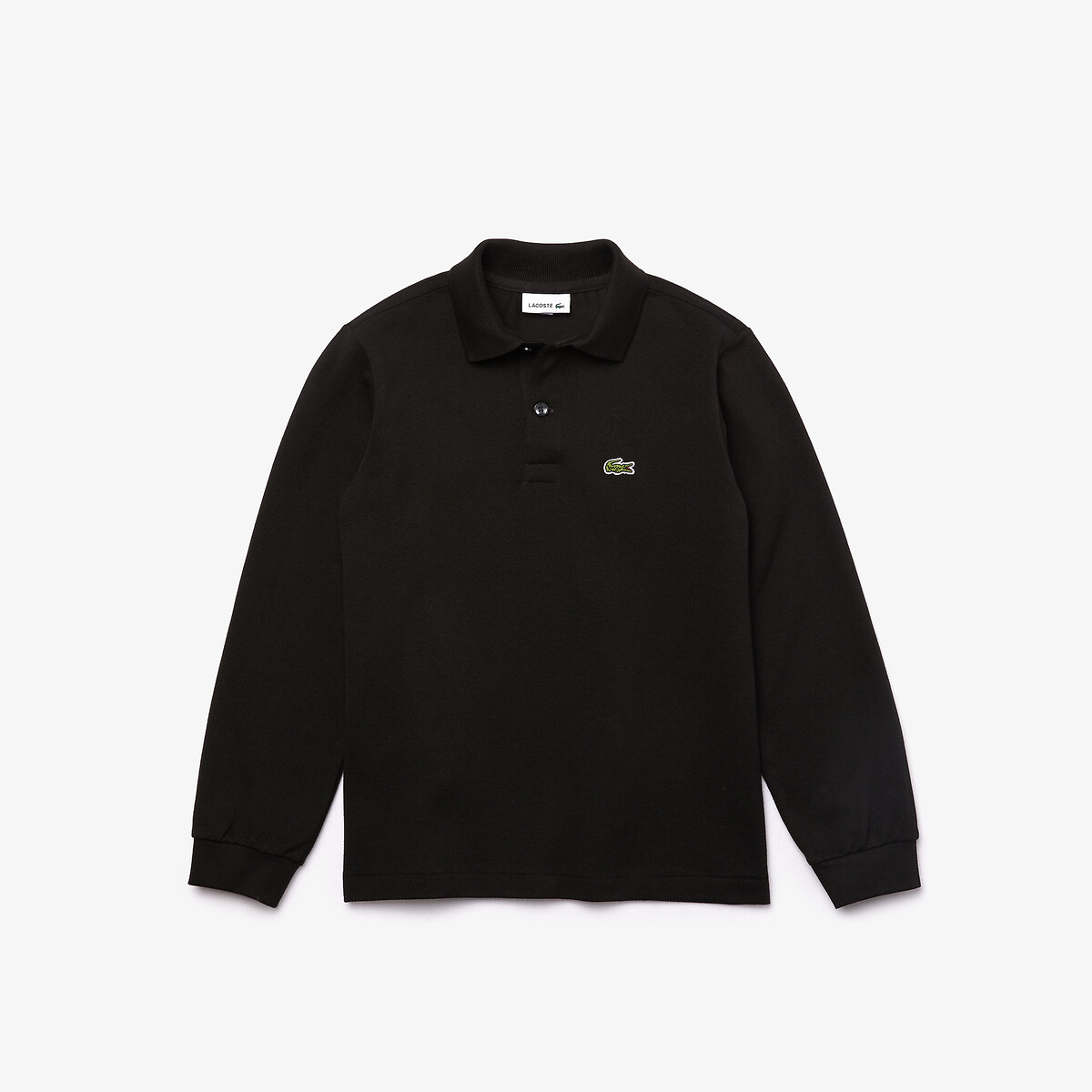 Image of Embroidered Logo Polo Shirt in Cotton with Long Sleeves