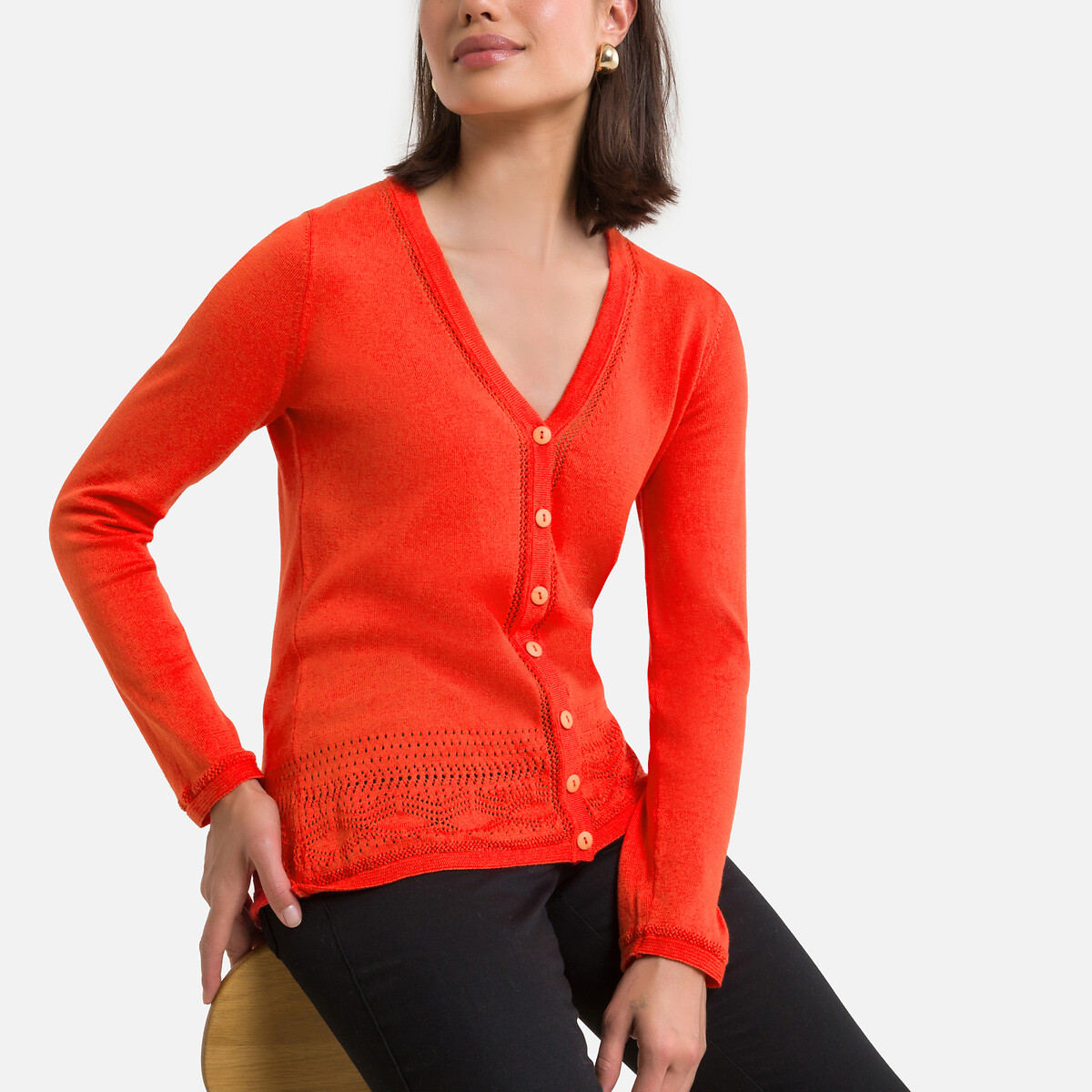 rust color cardigan