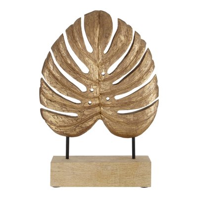 Gold Leaf Sculpture on Wooden Stand SO'HOME