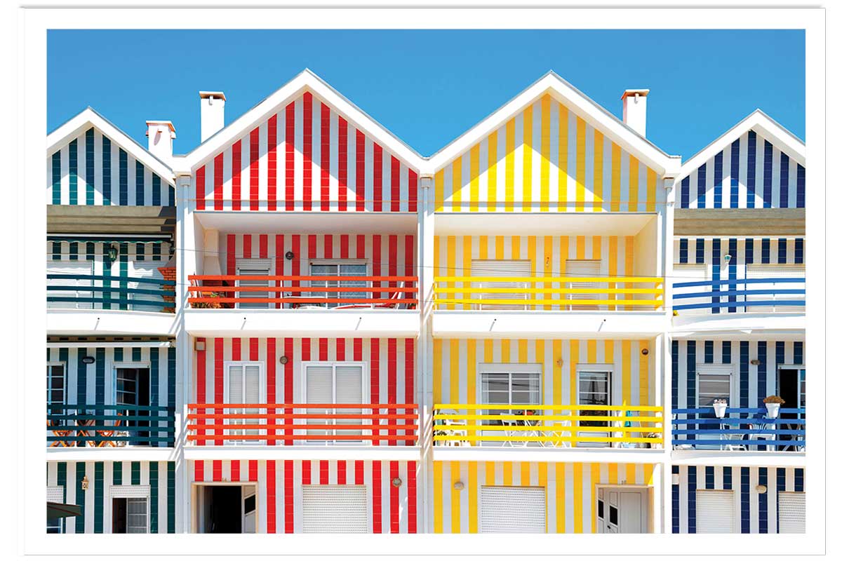 Affiche welcometoportugal houses of striped colors, HEXOA
