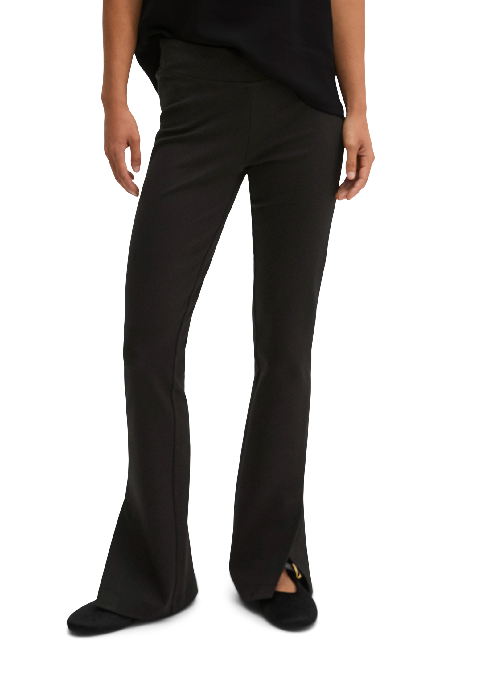 Pantalon en jersey à enfiler, coupe slim évasée en interlock doux, MARC O'POLO