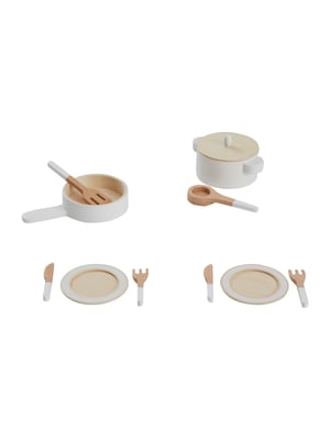 Kit Ustensiles De Cuisine En Bois Pour Enfant - 11 Pièces (marmite, Poêle, Couverts, Assiettes) - Jeu D'imitation Dès 2 Ans - Vertbaudet