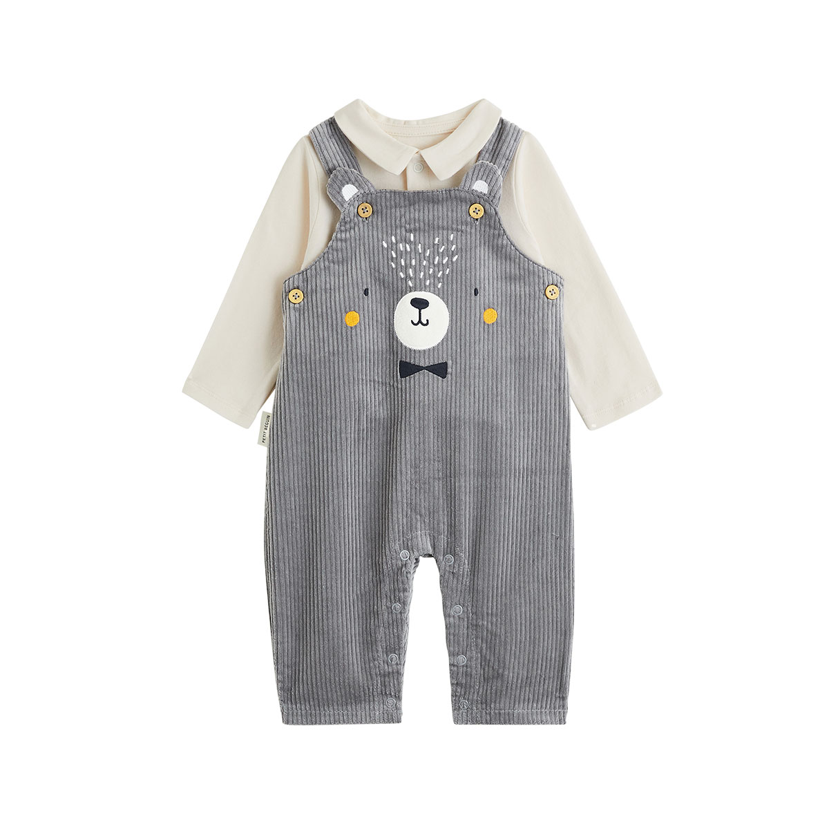 Ensemble salopette bébé en velours côtelé et t-shirt Flocon, PETIT BEGUIN