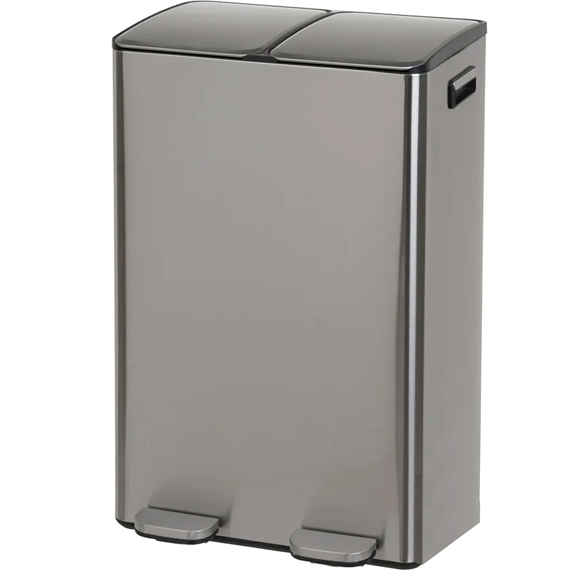 Poubelle de tri double compartiment métal chromé 2x30L, WADIGA