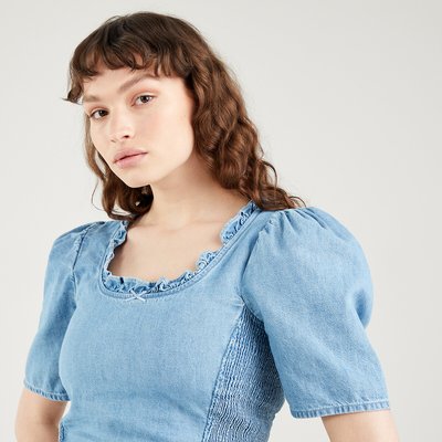 Ruffled Cropped Blouse with Puff Sleeves LEVI'S