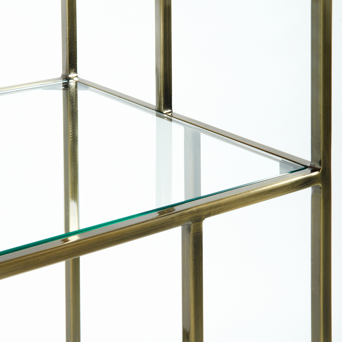 Product photograph of Parallel Brass Metal Glass Bookcase from La Redoute UK