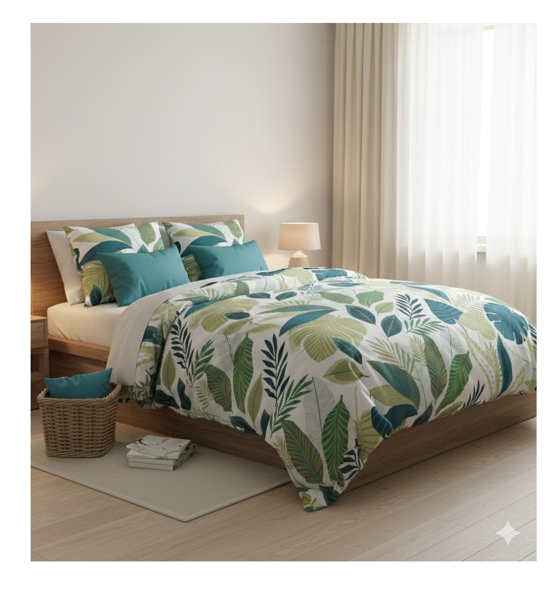 Housse couette + taie Feuillage tropicalia, EDEN