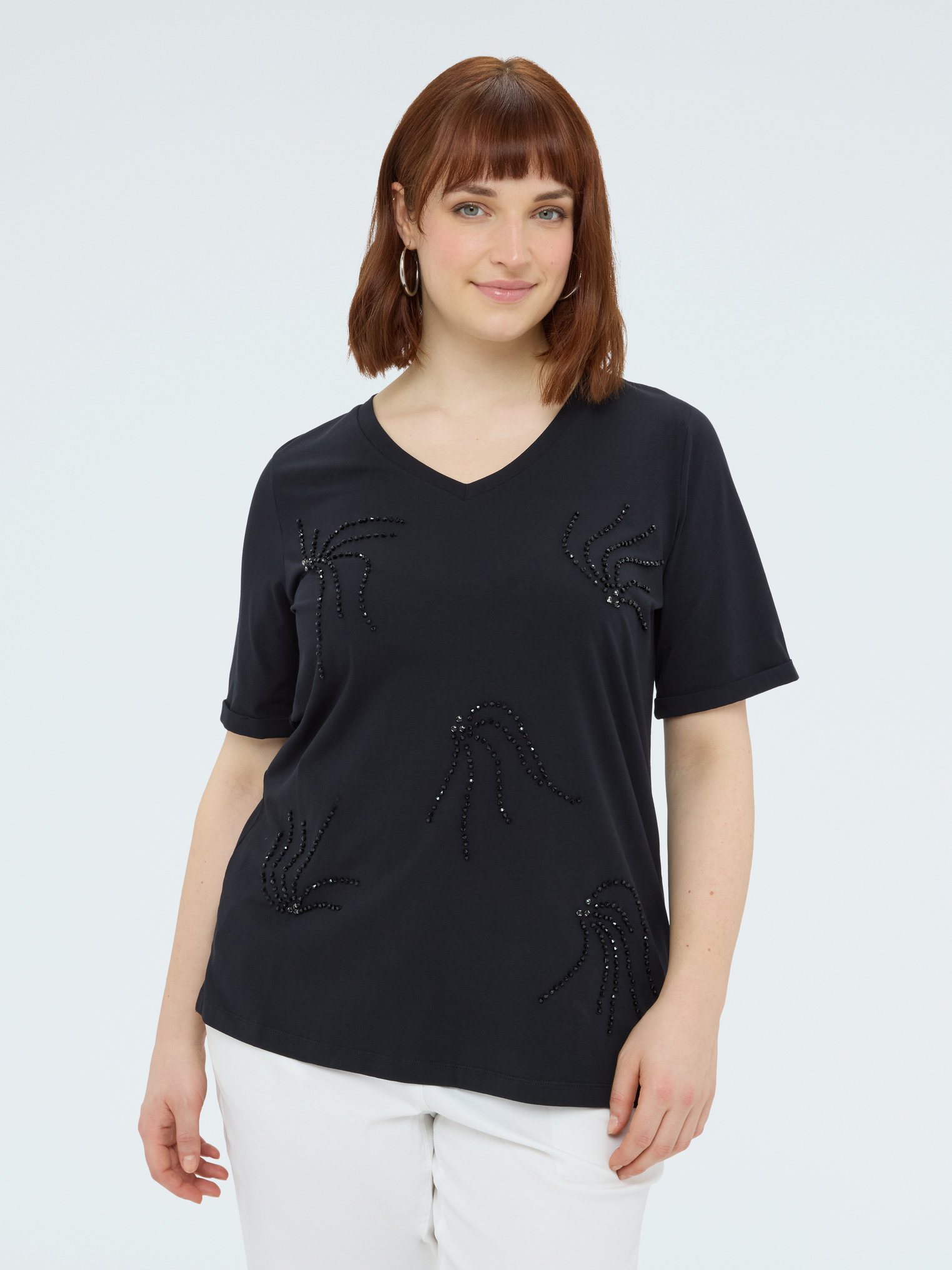 T-shirt avec broderie en perles, FIORELLA RUBINO