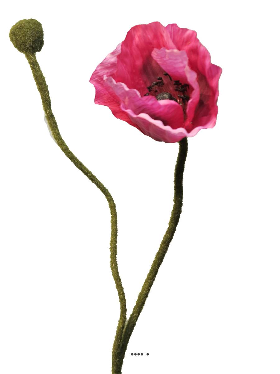 Pavot factice H60cm 1 fleur & 1 bouton jolie, ARTIFICIELLES
