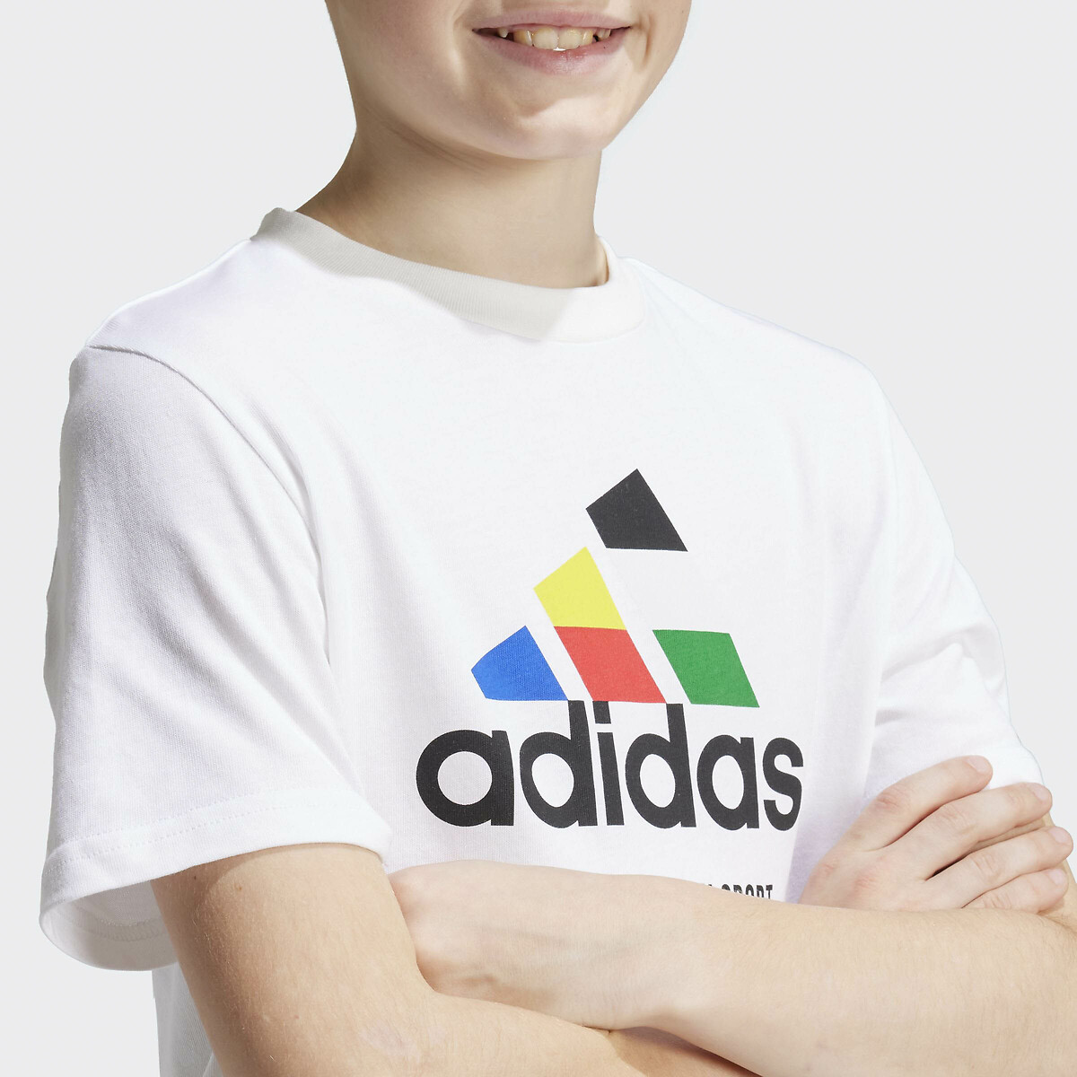 Logo print cotton t-shirt with short sleeves white Adidas