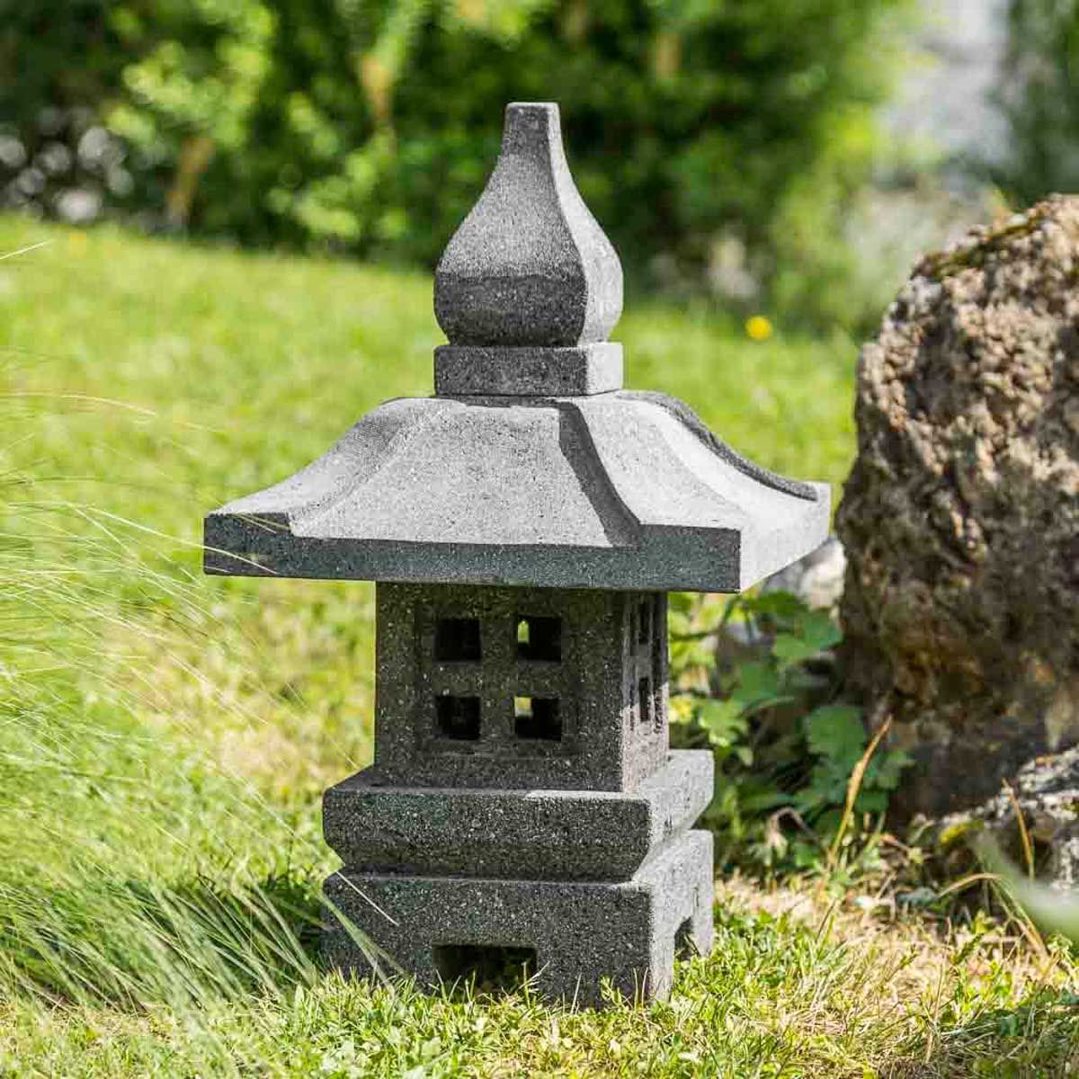 Lanterne de jardin japonais déco 50 cm zen Couleur gris Wanda Collection
