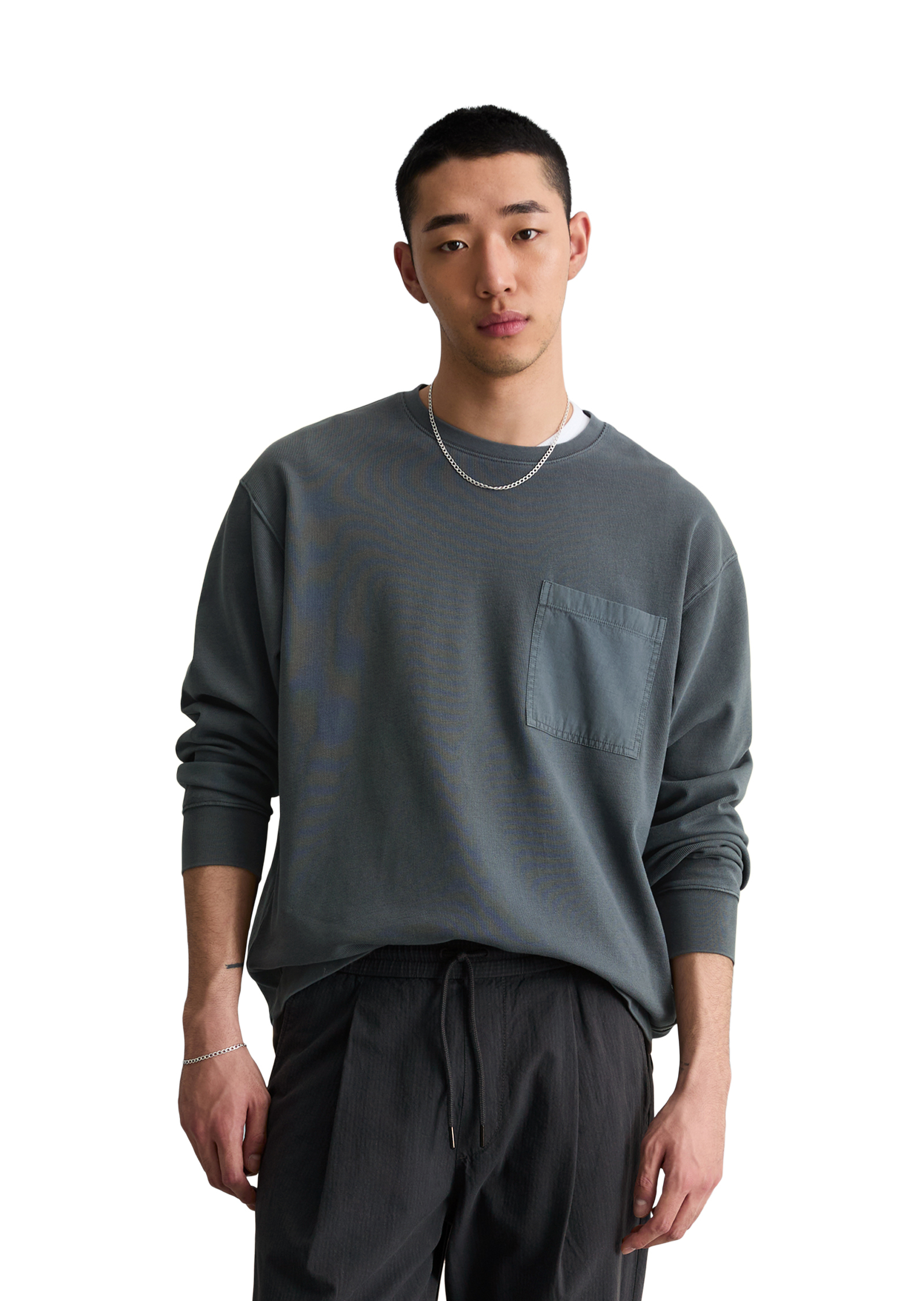 T-shirt long en jersey relaxed avec des détails tissés contrastés, MARC O’POLO DENIM