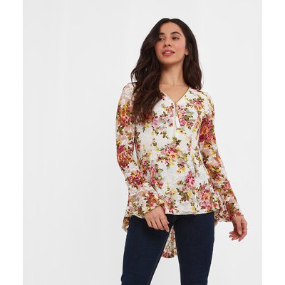 Floral Print V-Neck Blouse with Long Sleeves JOE BROWNS