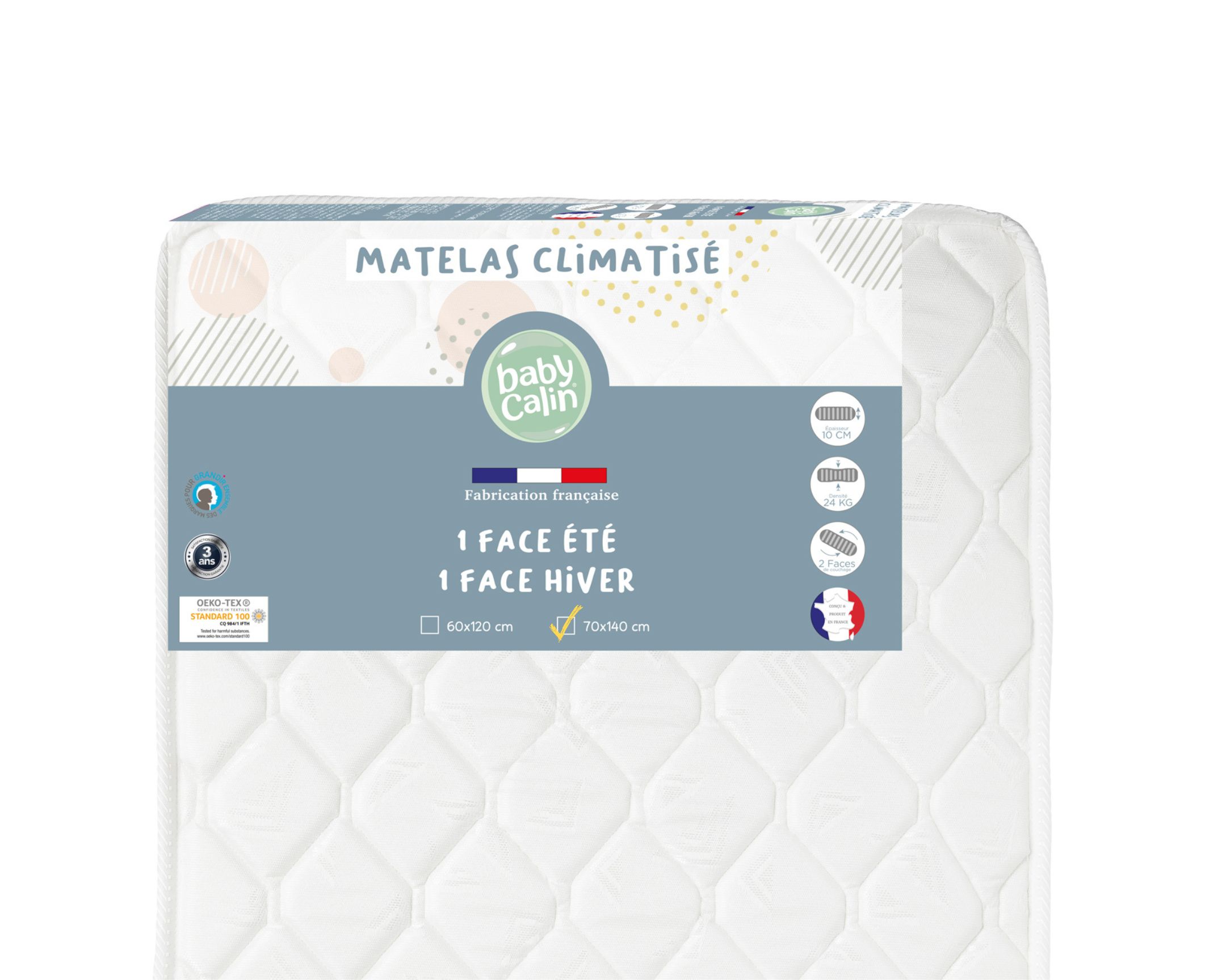 Matelas bébé 70 x 140 cm - Blanc, BABYCALIN