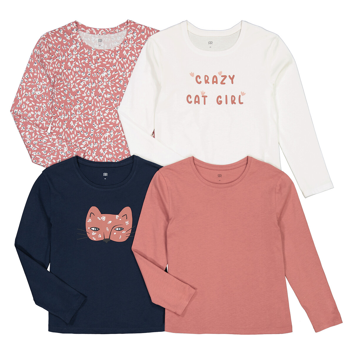 T-shirt manches longues imprimé biche Rose Galeries Lafayette Fille Vêtements Tops & T-shirts T-shirts Manches longues 