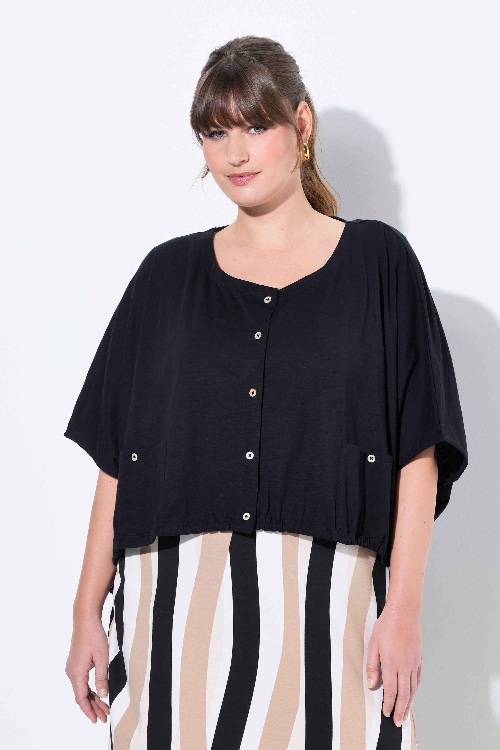 T-shirt, bande d'ourlet, col rond, ULLA POPKEN