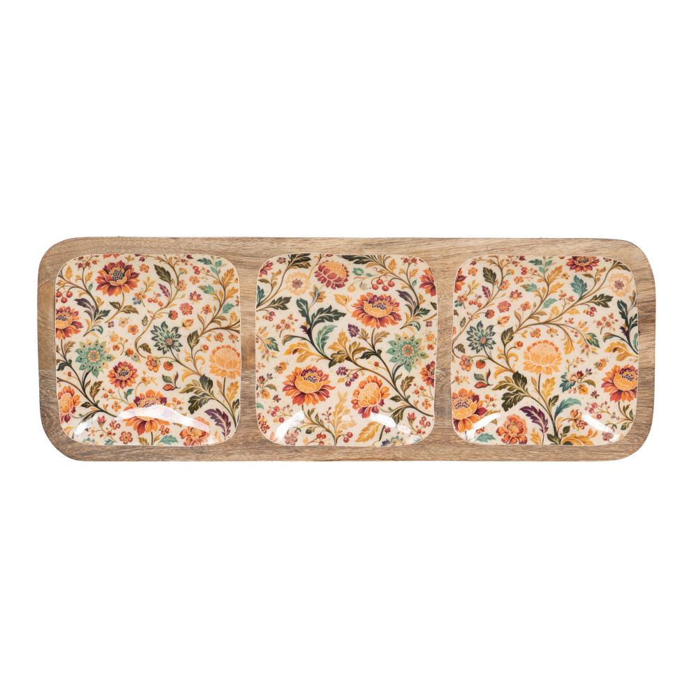 Plat apéritif avec 3 compartiments Alba en manguier 38x14 cm - ALBA, TABLE PASSION