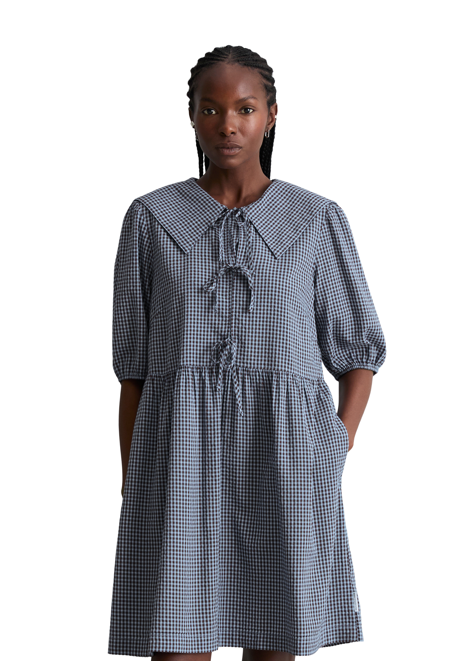 Robe en seersucker relaxed en coton mélangé, MARC O’POLO DENIM