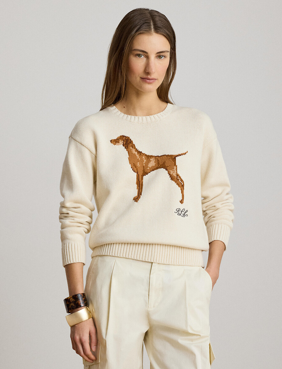 Pull col rond à motif chien, LAUREN RALPH LAUREN