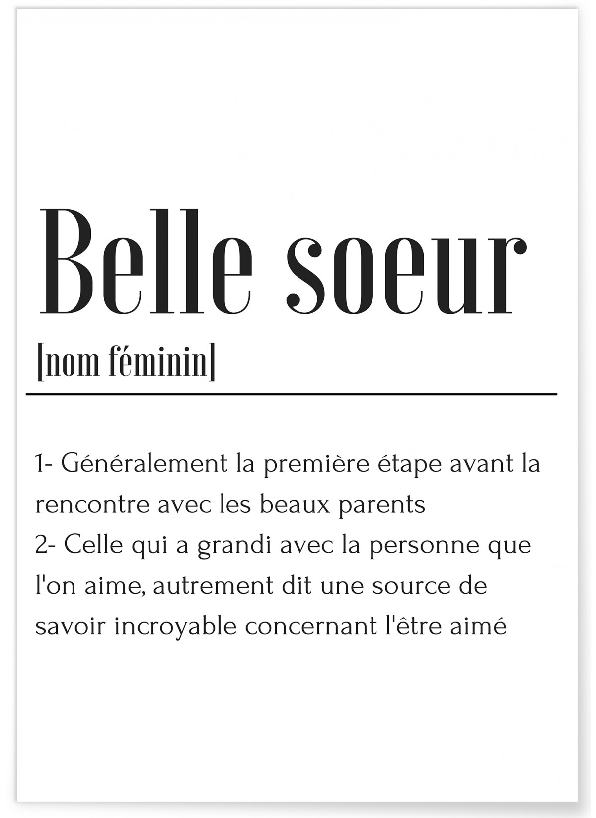 Affiche Définition Belle Soeur, L'AFFICHERIE