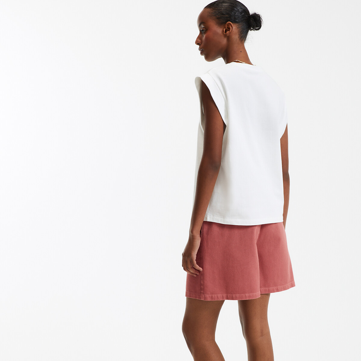 Débardeur Femme Été Coton-Lin - Col Rond, Coupe Ajustée, Basique Élégant Pour Tenue Décontractée