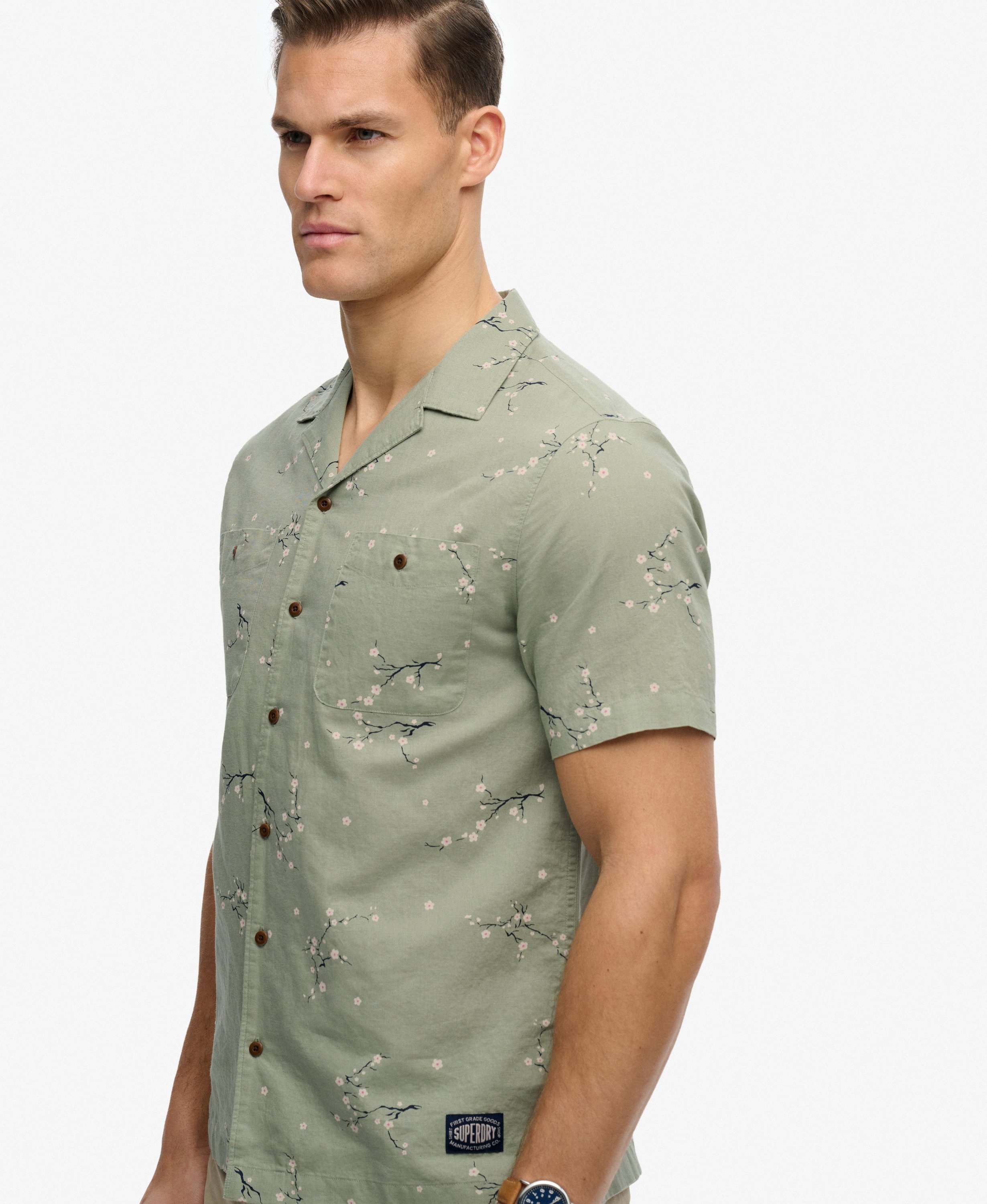 Chemise de plage imprimée à manches courtes, SUPERDRY