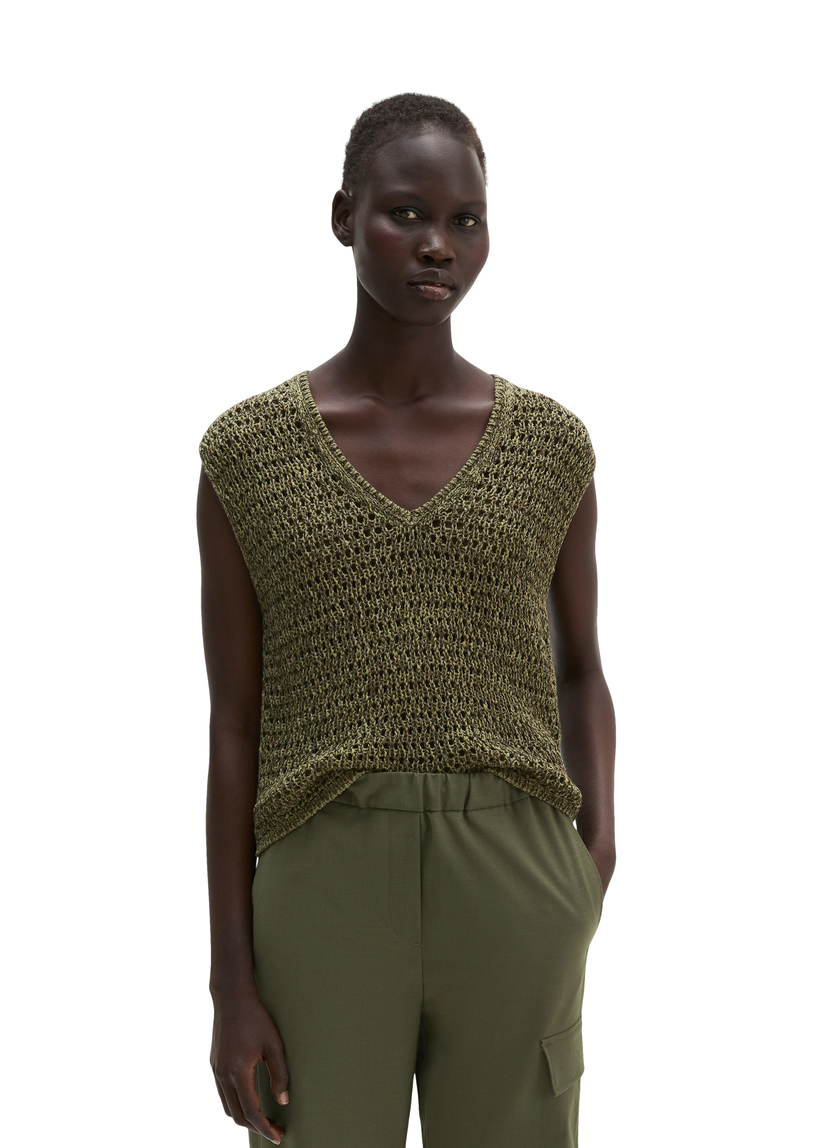 Pull-over en résille slim en mélange de coton bio, MARC O'POLO